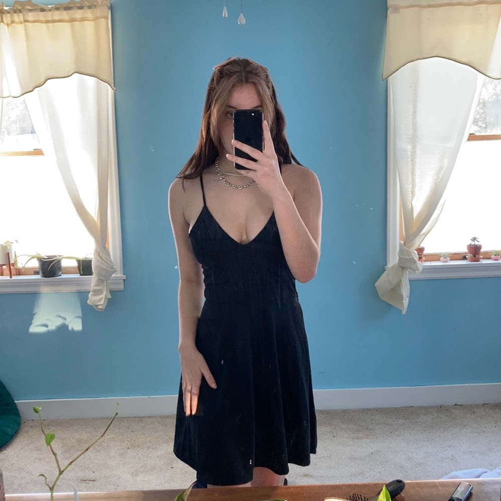 Black dress lace back